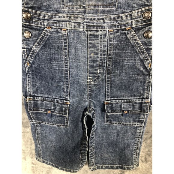 Janie & Jack Blue Denim Overalls With Adjustable Straps & Front Pockets - Picture 4 of 14